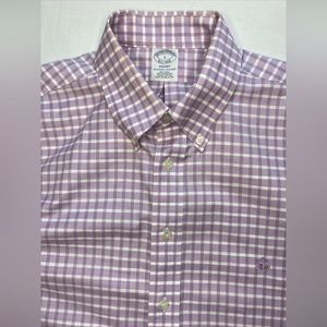 Brooks Brothers Regent Button Shirt Men’s Large Purple Plaid Long Sleeve